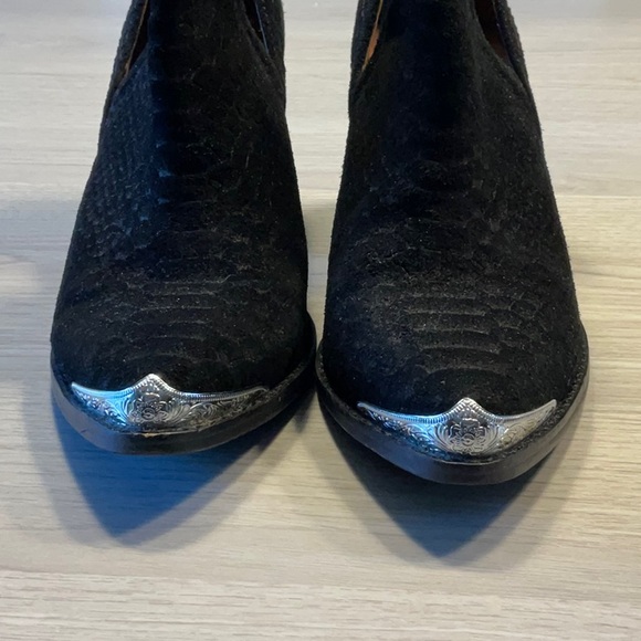 Jeffrey Campbell Cromwell Western Black Suede Snakeskin Leather Booties-Size 7.5 - Picture 3 of 16
